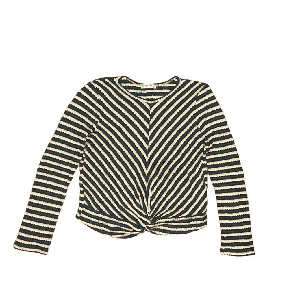 ‘90s vintage green yellow and white striped shirt